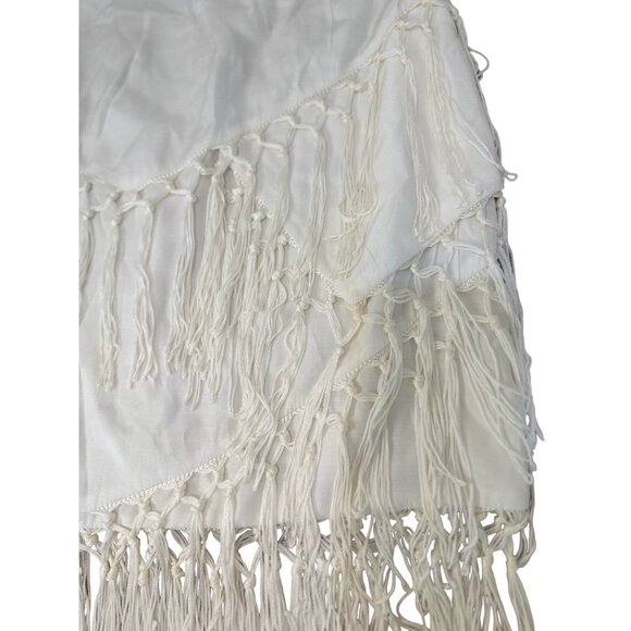 The Jetset Diaries Sahara Fringe Mini Skirt Women XS White Asymmetrical Tassel - Picture 14 of 16